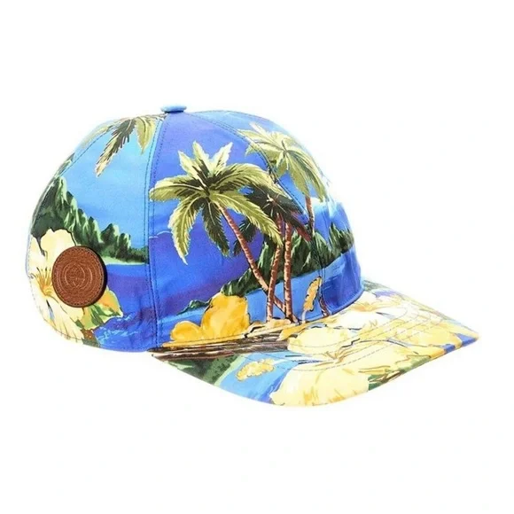 GUCCI TROPICAL FUN SUMMER BASEBALL CAP, COTTON WITH ADJUSTABLE